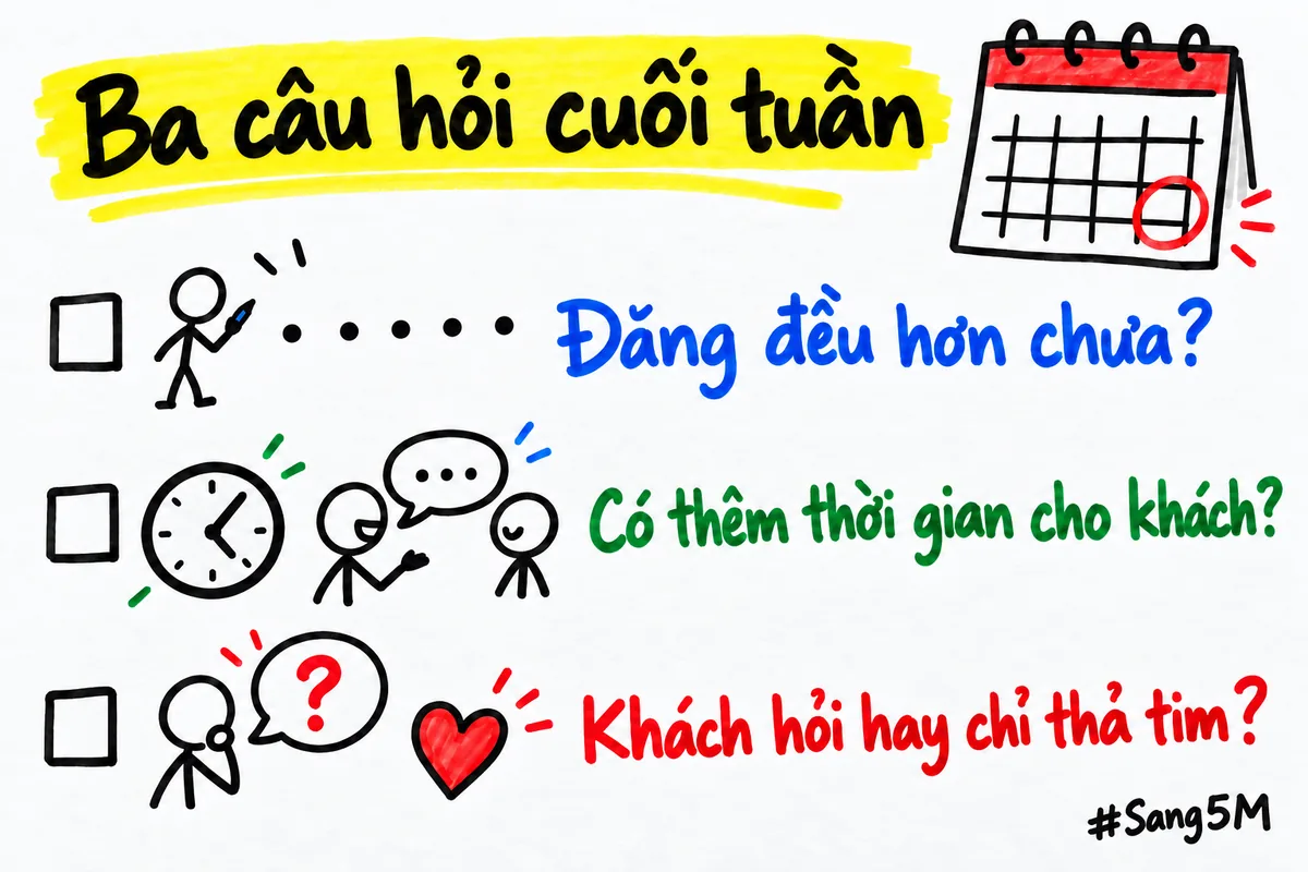 Ba câu tự hỏi cuối tuần để đo trợ lý có giúp thật không, thay vì chạy theo một con số.