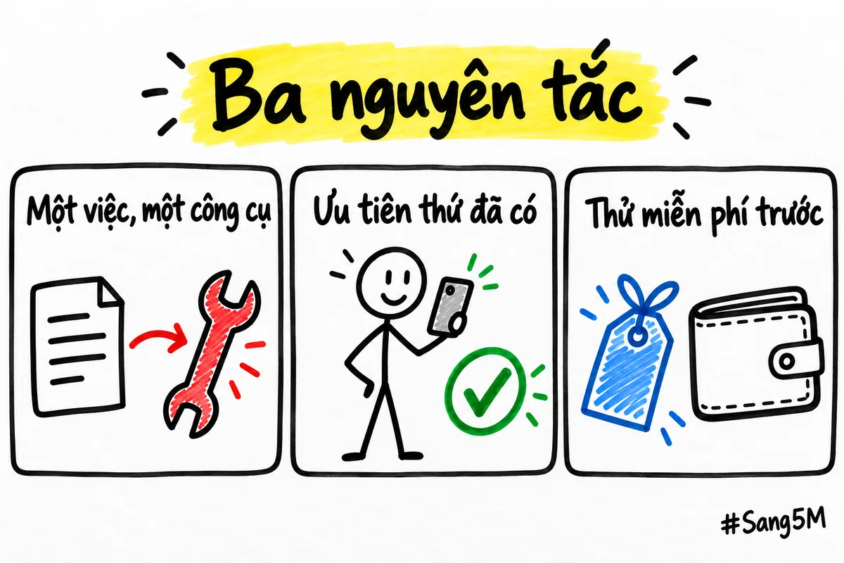 Ba nguyên tắc chọn công cụ cho doanh nghiệp 1 người để khỏi mua thừa.