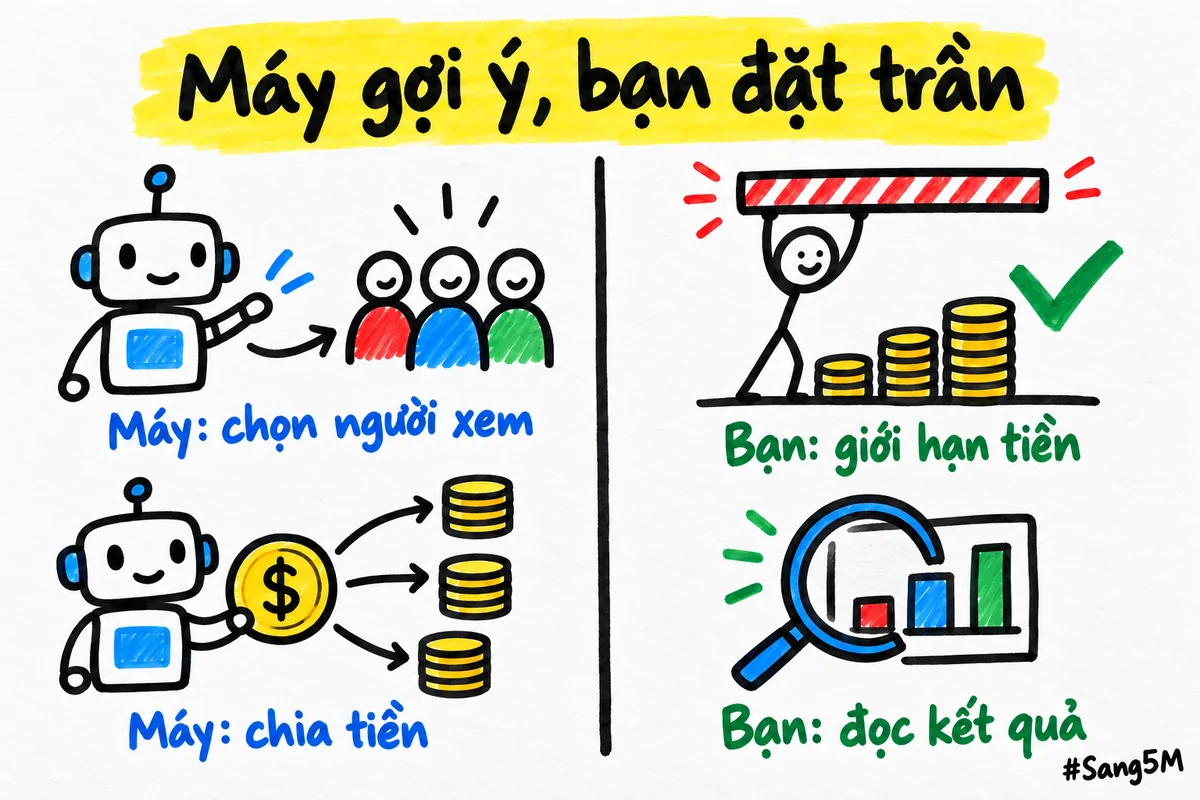 Chế độ tự động gợi ý người xem và chia tiền, còn giới hạn tiền và đọc kết quả là việc của bạn.