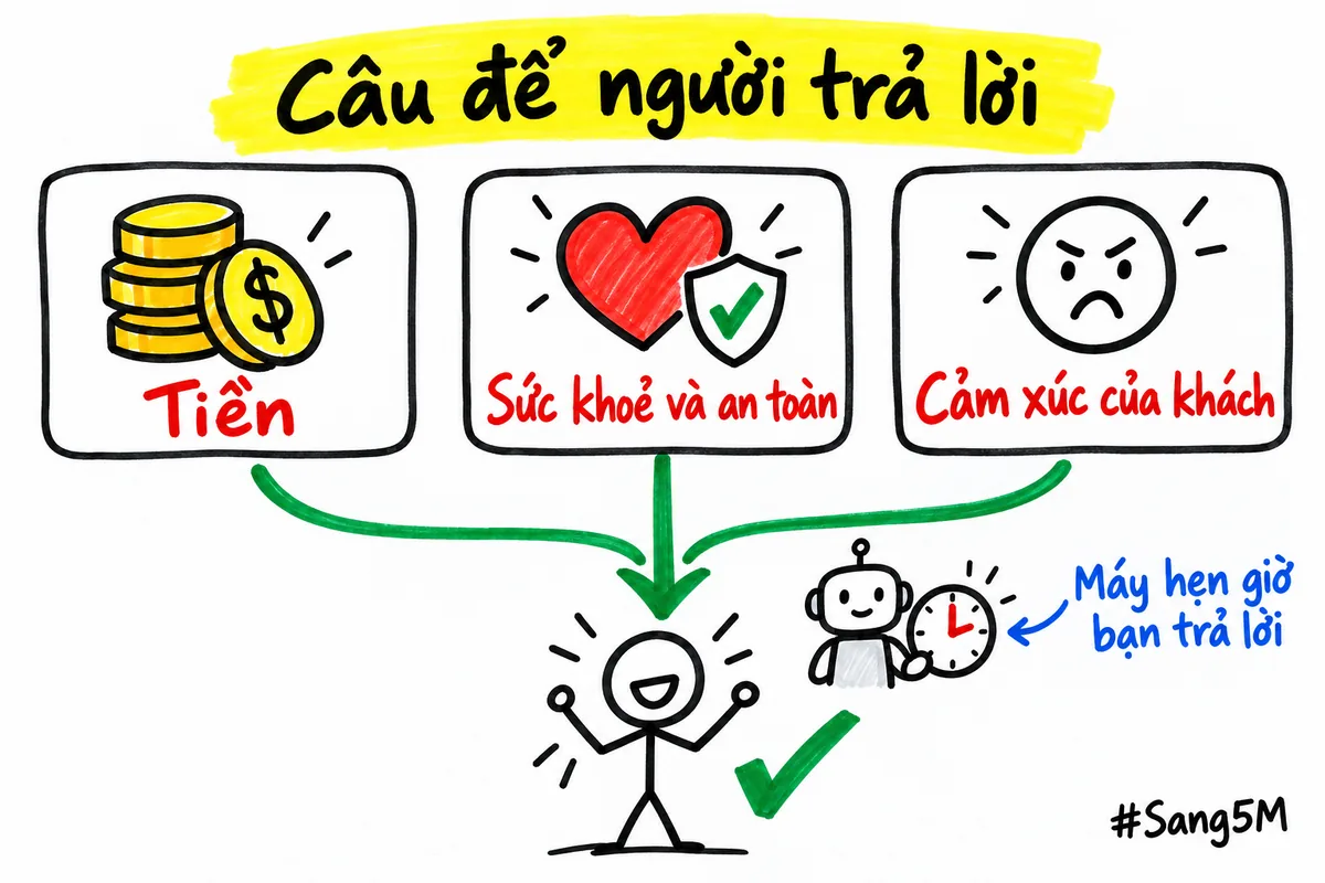 Ba nhóm câu hỏi nhạy cảm đi sang người thật, máy chỉ hẹn giờ bạn sẽ trả lời.