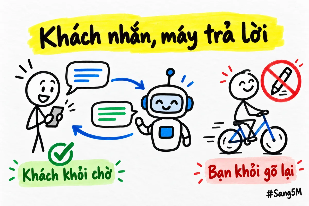 Khách nhắn tin lúc khuya, máy trả lời ngay, người bán khỏi gõ lại cùng một câu mỗi tối.