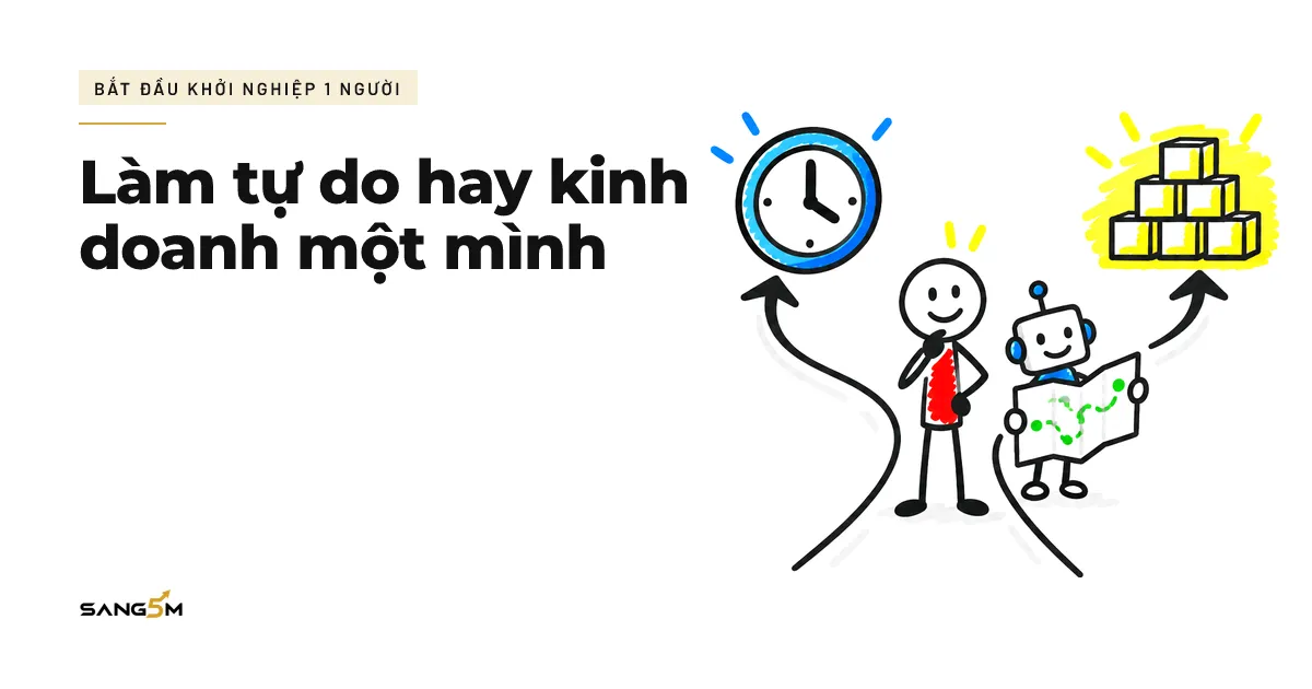 Người đứng ở ngã rẽ, một đường lên chiếc đồng hồ lớn, một đường lên chồng hộp vàng, trợ lý AI cầm bản đồ bên cạnh