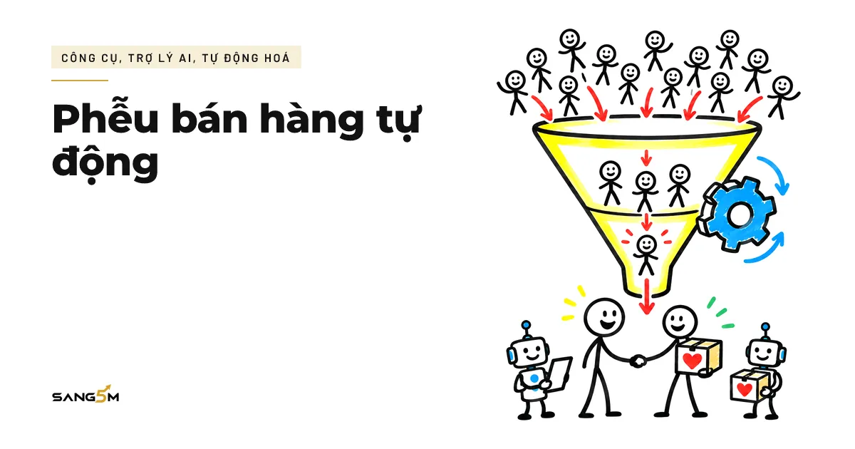 Chiếc phễu lớn nhiều người vào miệng rộng, một khách vui vẻ ra đáy hẹp và bắt tay người bán