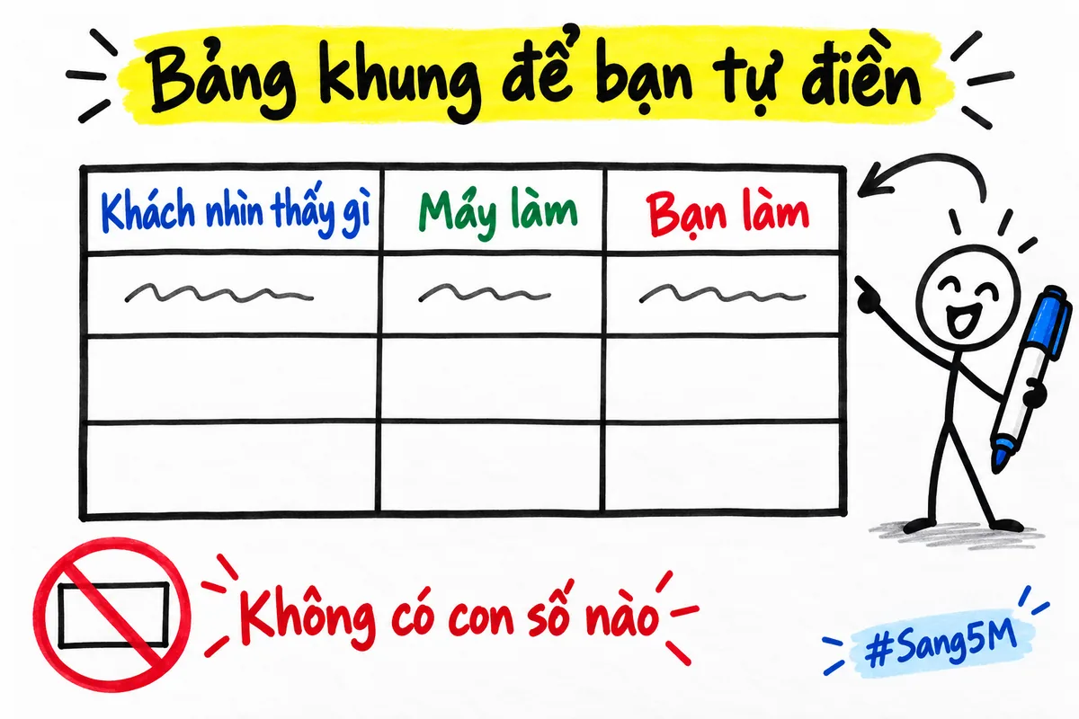 Bảng bốn tầng chỉ là khung trống ba cột để bạn tự điền theo nghề của mình, không có con số nào.